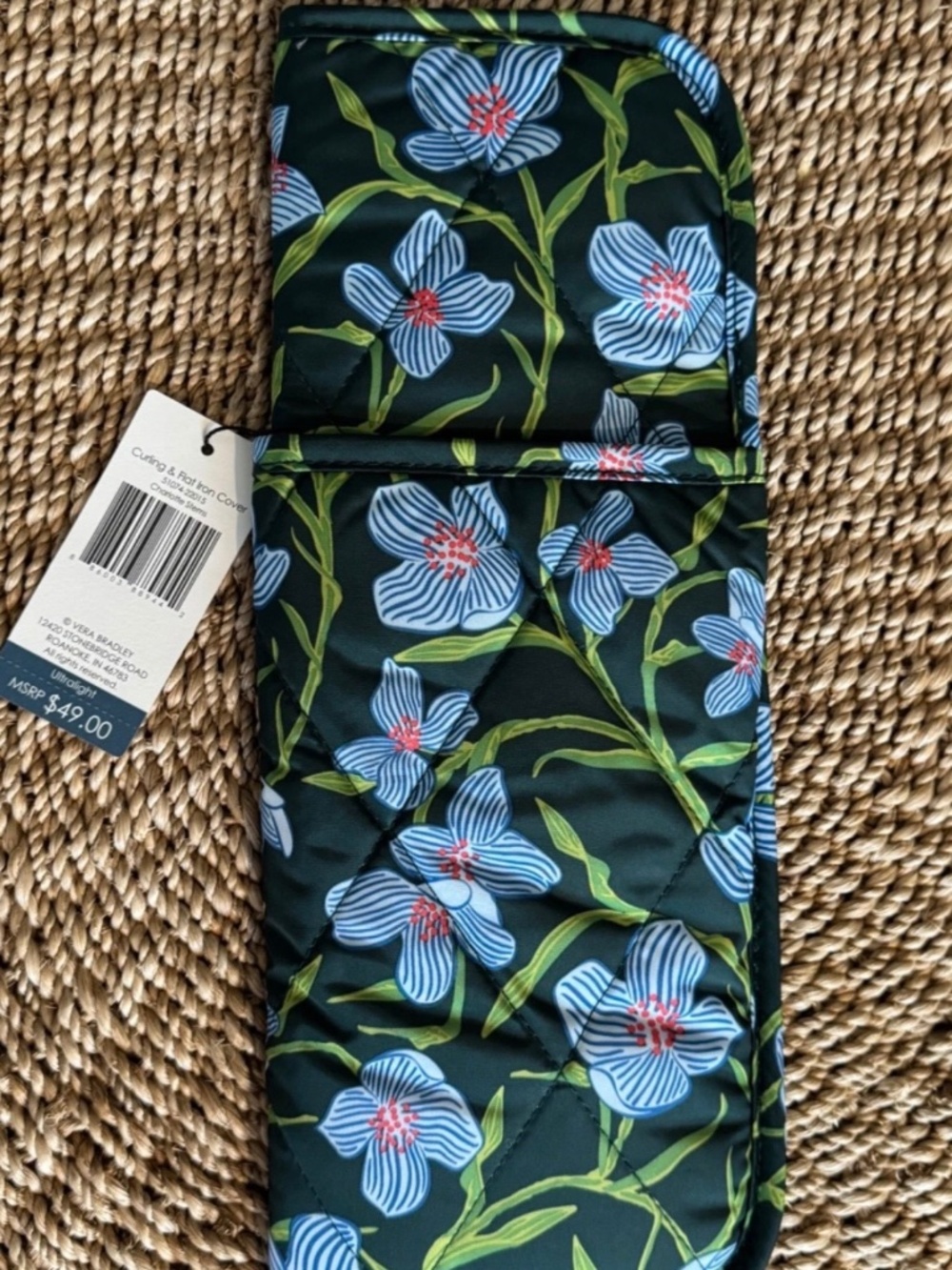 Vera Bradley Curling Iron / Flat Iron Cover Travel Charlotte Stems Green NEW